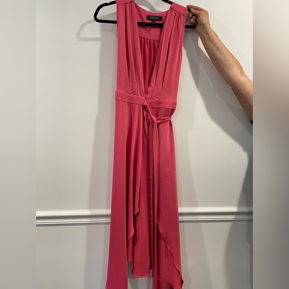 BCBGMaxAzria Pink Sleeveless Maxi Dress with Waist Tie